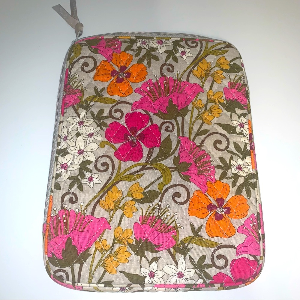 Vera Bradley Floral Tablet Sleeve in Pink, Orange, Yellow & Olive on Beige